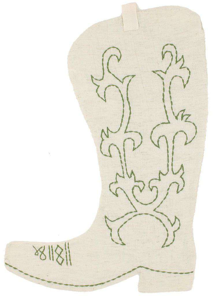 Cowboy Boot Christmas Stocking in Cream by Judith March - Country Club Prep