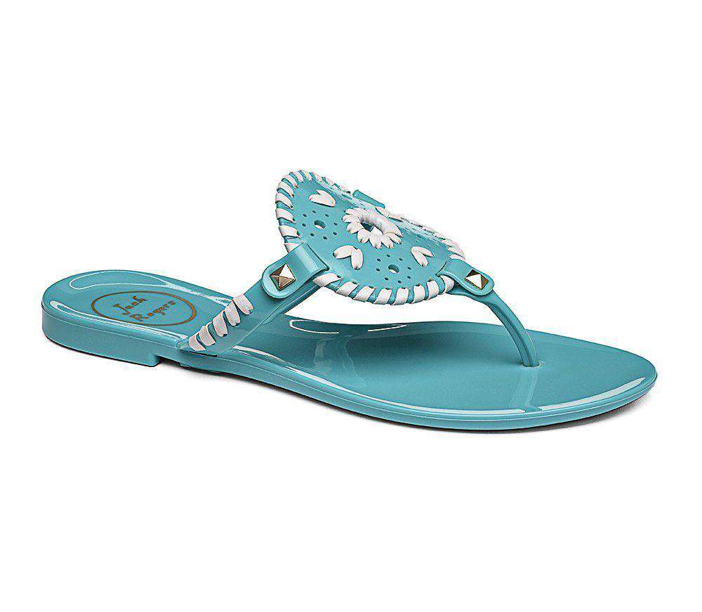 Jack Rogers Georgica Jelly Sandal in Carolina Blue & White â Country Club Prep