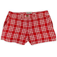 Women's Shorts in White and Crimson Madras by Olde School Brand - Country Club Prep