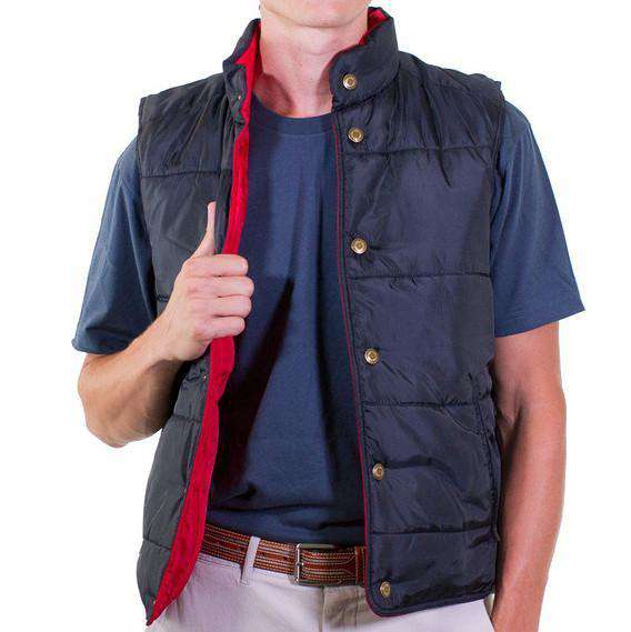 Reversible Vest in Navy and Red by Castaway Clothing - Country Club Prep