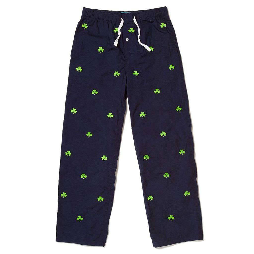 Sleeper Pants in Nantucket Navy with Shamrocks by Castaway Clothing - Country Club Prep