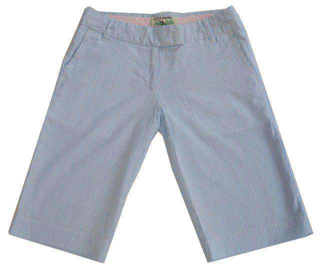 Bermuda Short in Blue Seersucker by Castaway Clothing - Country Club Prep