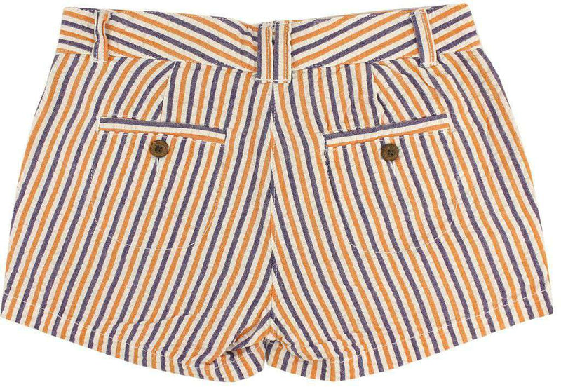 Women's Shorts in Orange and Purple Seersucker by Olde School Brand - Country Club Prep