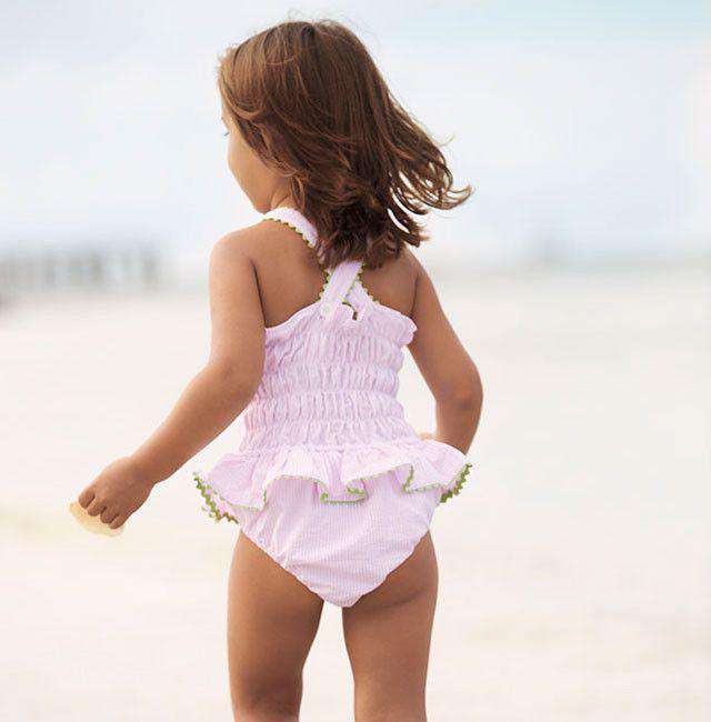 Skirted One Piece in Pink with Green Trim by Bella Bliss - Country Club Prep
