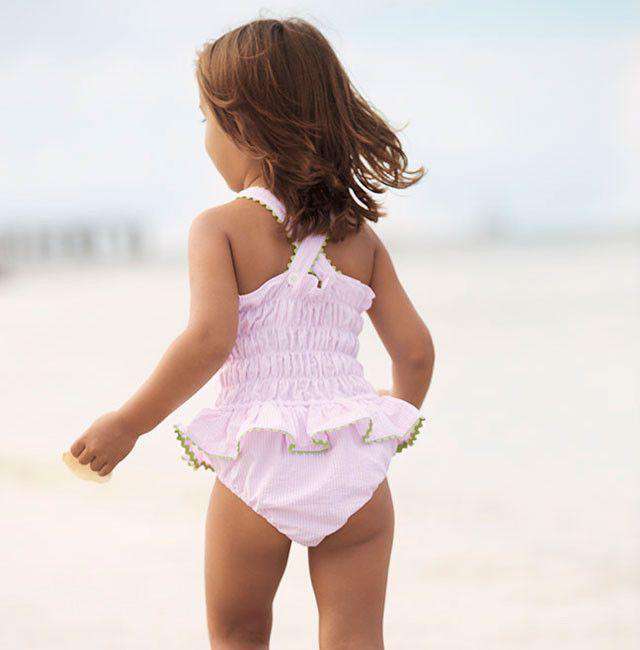 Bella Bliss Skirted One Piece in Pink with Green Trim – Country 