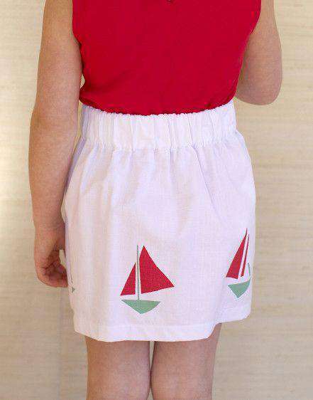 Girl's Party Skirt in White Canvas by Kayce Hughes - Country Club Prep