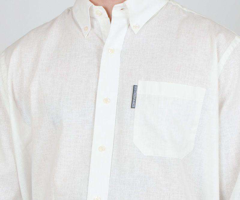 Spoonbill Shirt in White Linen by Southern Marsh - Country Club Prep