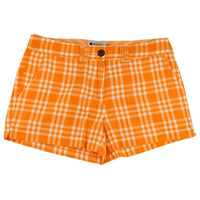 Women's Shorts in White and Orange Madras by Olde School Brand - Country Club Prep