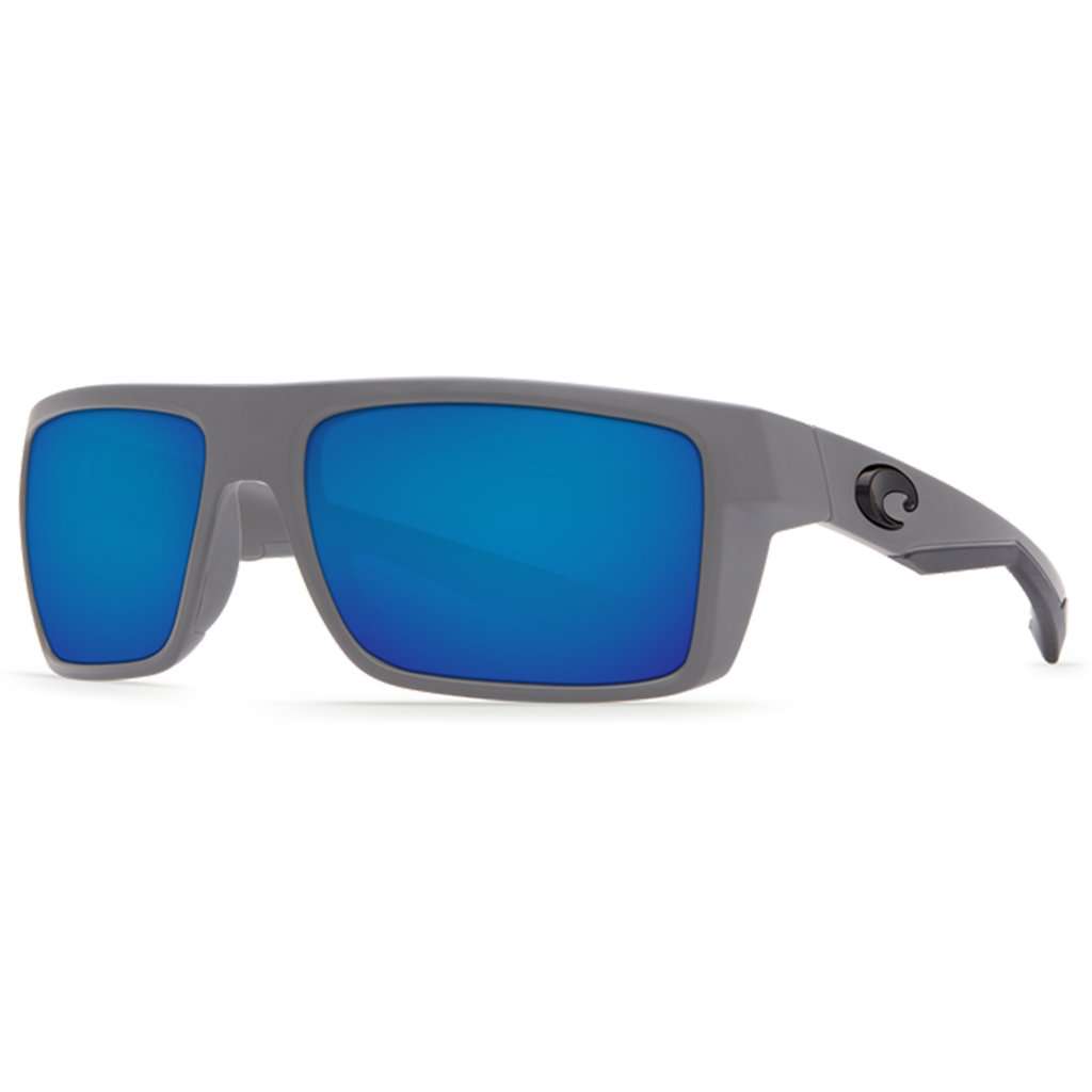 Motu Sunglasses in Matte Gray with Blue Mirror Polarized Glass Lenses by Costa del Mar - Country Club Prep