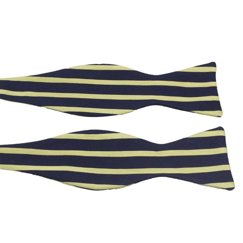Navy and Gold Sailor Stripe Bow Tie by Anchored Style - Country Club Prep