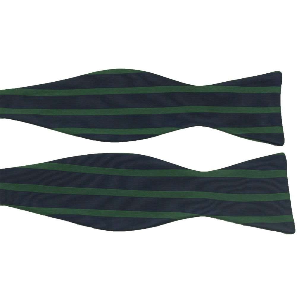 Navy and Green Sailor Stripe Bow Tie by Anchored Style - Country Club Prep