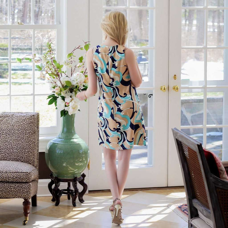 Leah Dress in Navy Swirl by Julie Brown - Country Club Prep