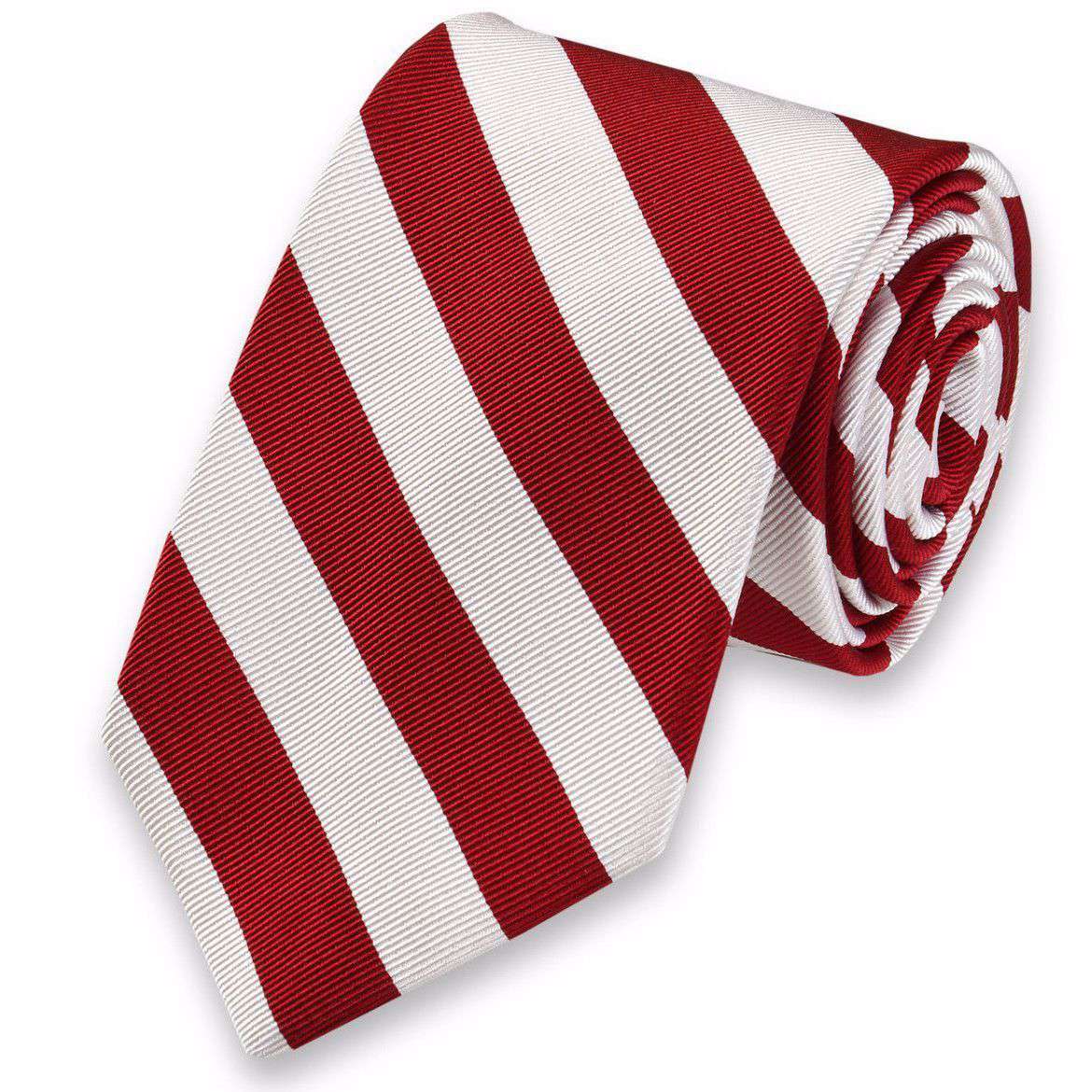 All American Stripe Neck Tie in Cardinal and White by High Cotton - Country Club Prep