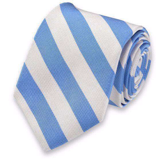 All American Stripe Neck Tie in Carolina Blue and White by High Cotton - Country Club Prep