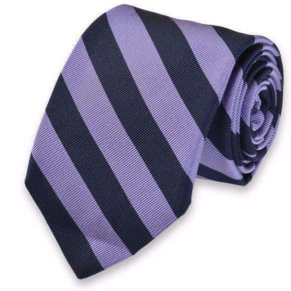 All American Stripe Neck Tie in Lavender and Navy by High Cotton - Country Club Prep