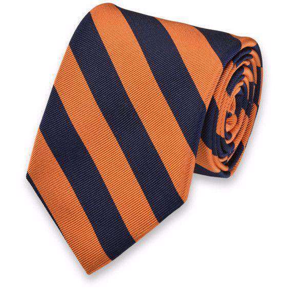 All American Stripe Neck Tie in Orange and Navy by High Cotton - Country Club Prep