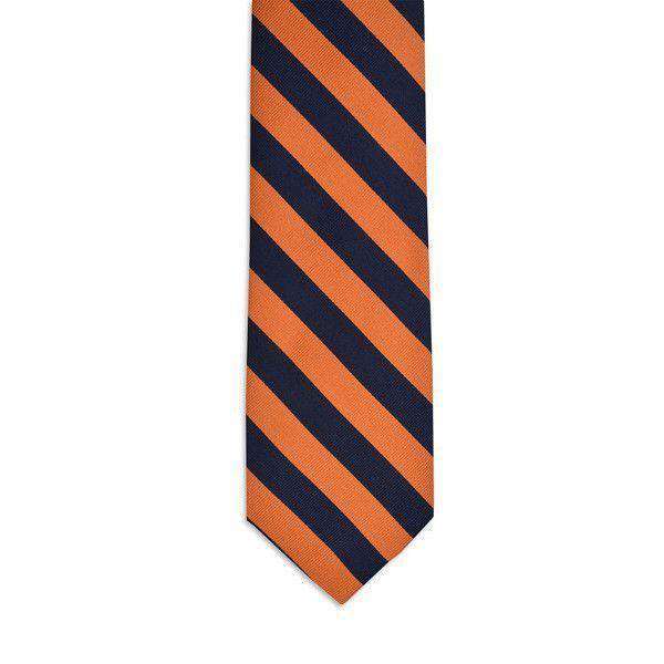 All American Stripe Neck Tie in Orange and Navy by High Cotton - Country Club Prep