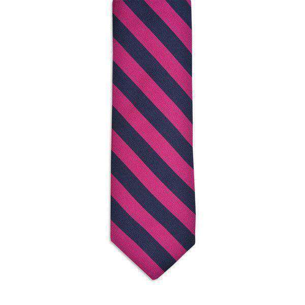 All American Stripe Neck Tie in Pink and Navy by High Cotton - Country Club Prep