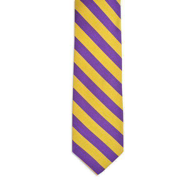 All American Stripe Neck Tie in Purple and Gold by High Cotton - Country Club Prep