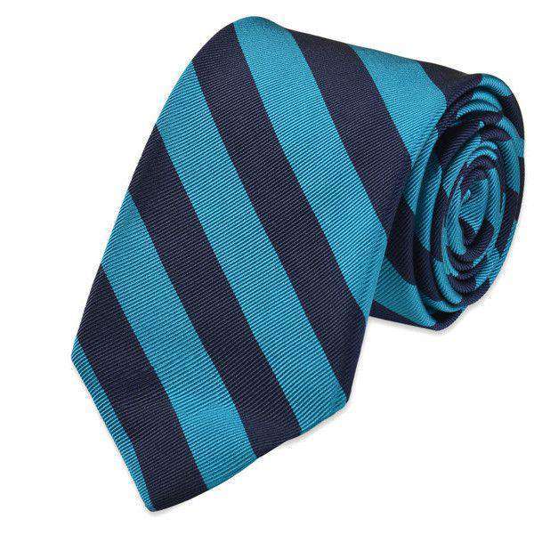 All American Stripe Neck Tie in Teal and Navy by High Cotton - Country Club Prep