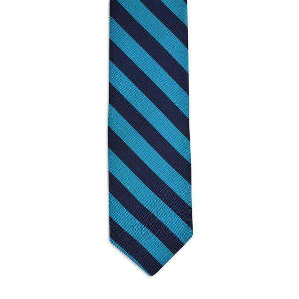 All American Stripe Neck Tie in Teal and Navy by High Cotton - Country Club Prep