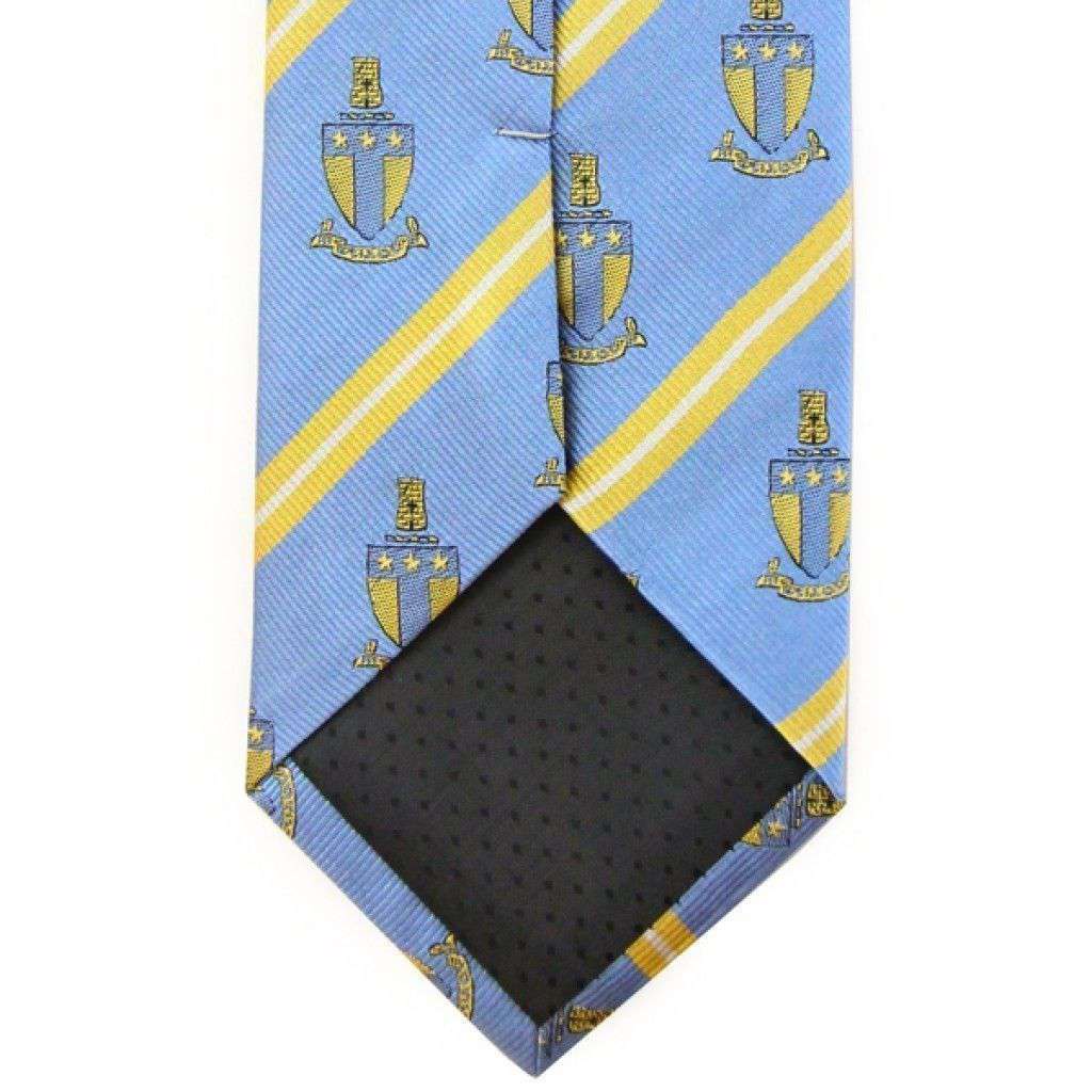 Alpha Tau Omega Neck Tie in Light Blue Stripe by Dogwood Black - Country Club Prep