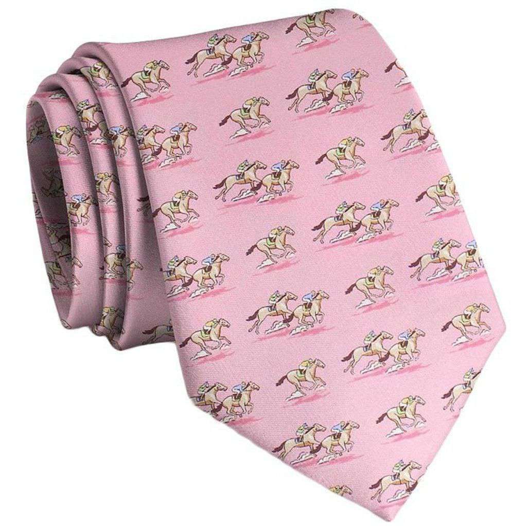 And They're Off Neck Tie in Pink by Bird Dog Bay - Country Club Prep