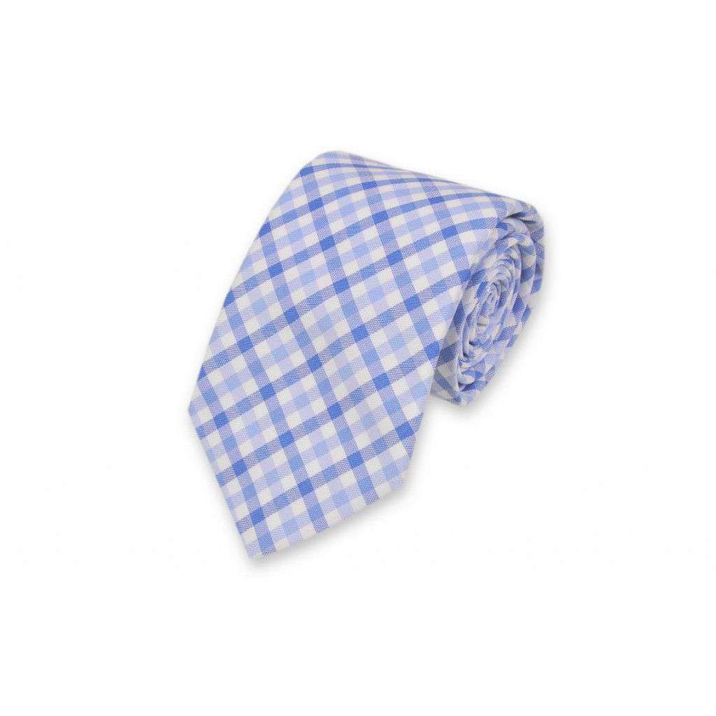 Blake Check Necktie in Blue by High Cotton - Country Club Prep