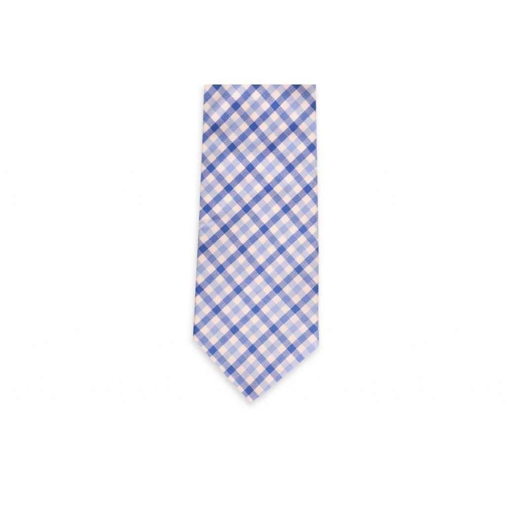Blake Check Necktie in Blue by High Cotton - Country Club Prep
