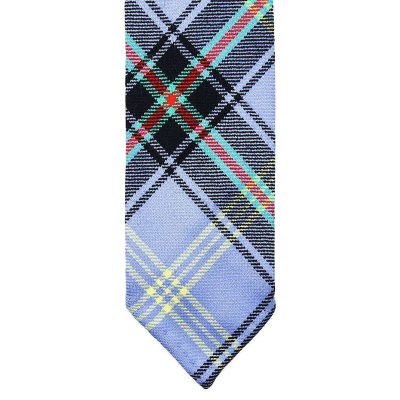 Bordeaux Wool Neck Tie in Blue Plaid by Res Ipsa - Country Club Prep