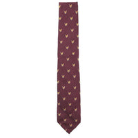 Bordeaux Wool Neck Tie in Burgundy with Fox Head by Res Ipsa - Country Club Prep