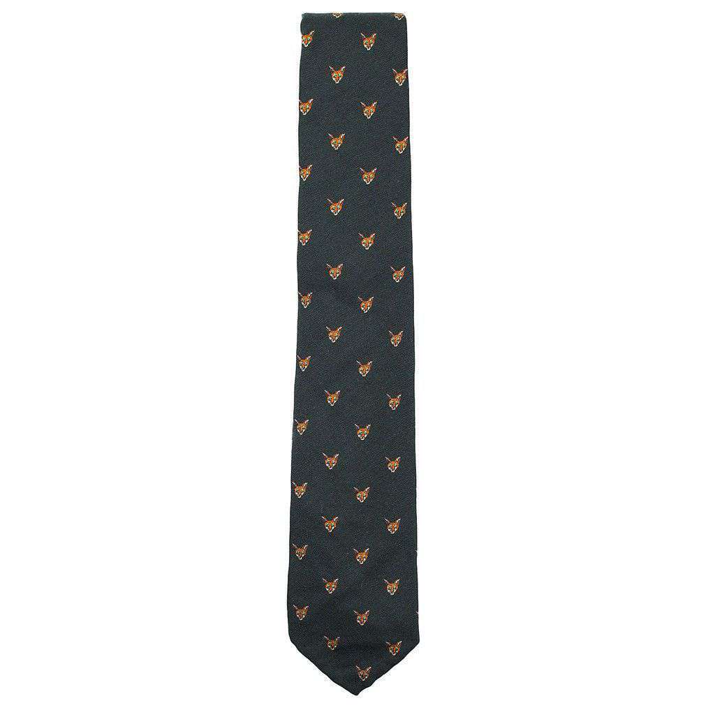 Bordeaux Wool Neck Tie in Forest Green with Fox Head by Res Ipsa - Country Club Prep