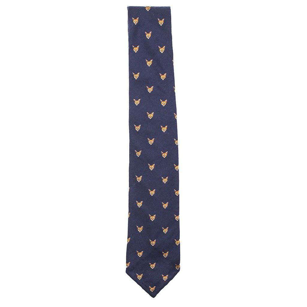 Bordeaux Wool Neck Tie in Navy with Fox Head by Res Ipsa - Country Club Prep