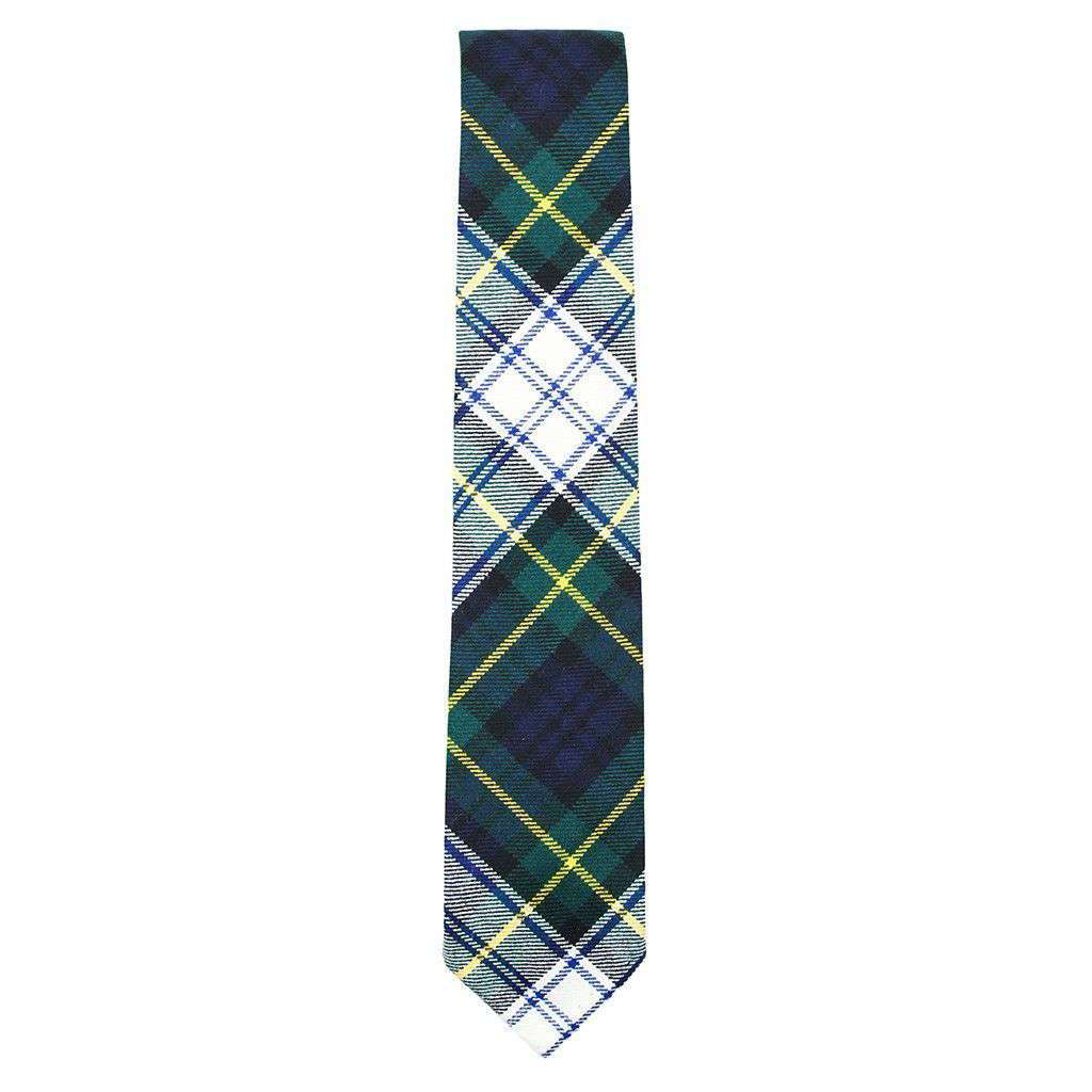 Bordeaux Wool Neck Tie in White & Forest Green Tartan by Res Ipsa - Country Club Prep