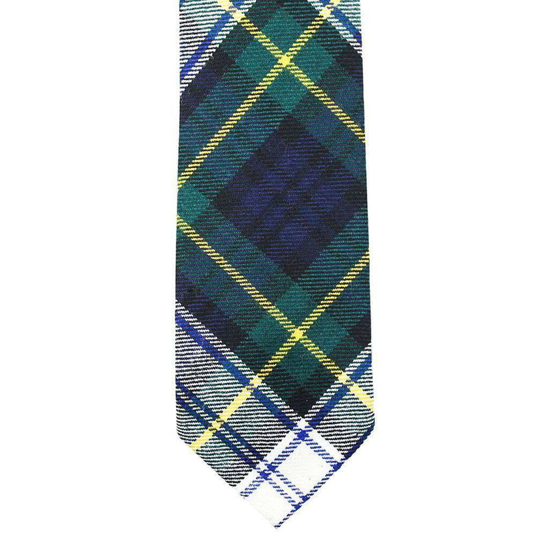 Bordeaux Wool Neck Tie in White & Forest Green Tartan by Res Ipsa - Country Club Prep