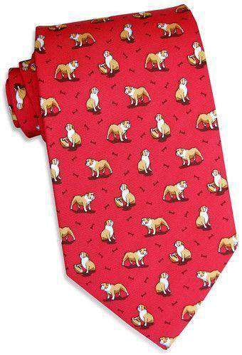 Bulldog Bonanza Tie in Red by Bird Dog Bay - Country Club Prep