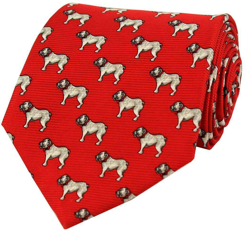Bulldog Tie in Red by Southern Proper - Country Club Prep