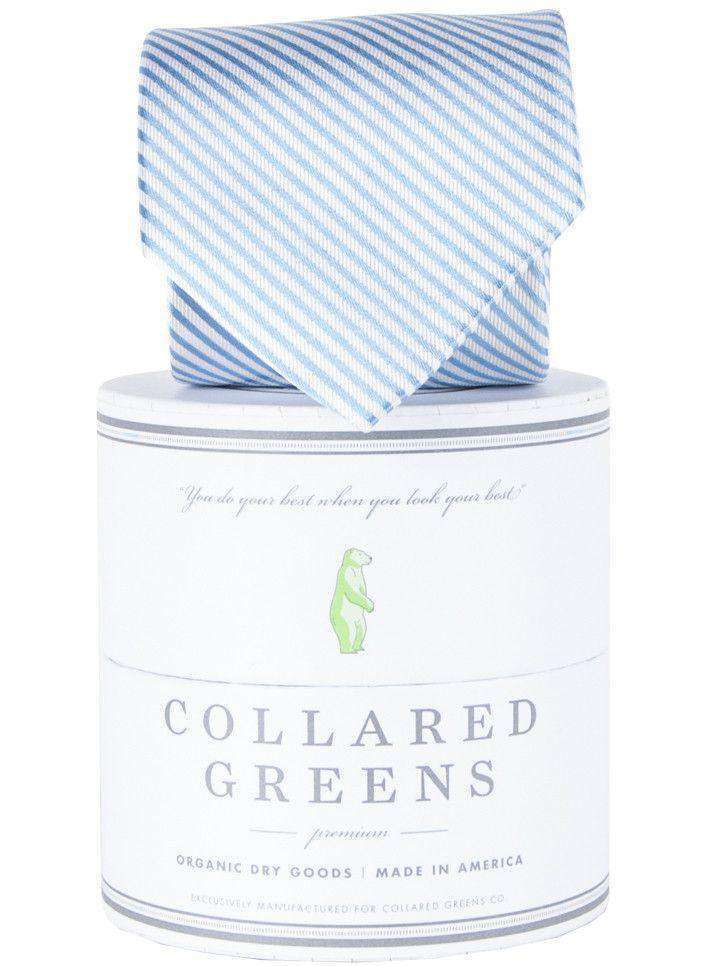 CG Stripes Tie in Carolina Blue by Collared Greens - Country Club Prep