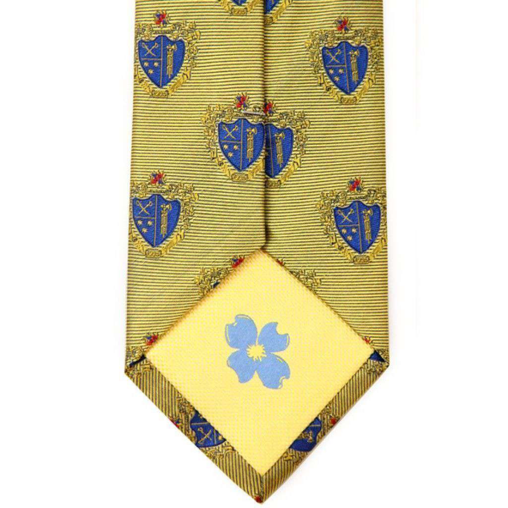 Chi Phi Neck Tie in Gold by Dogwood Black - Country Club Prep
