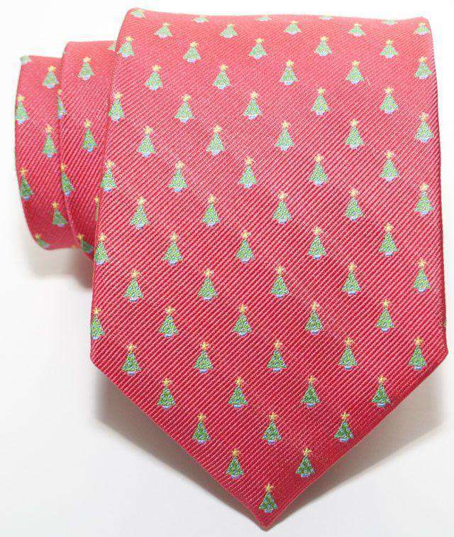 Christmas Tree Woven Tie in Red by Peter-Blair - Country Club Prep
