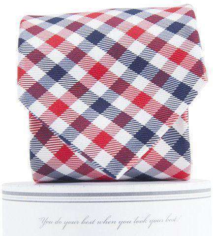 Collegiate Quad Neck Tie in Navy and Red by Collared Greens - Country Club Prep
