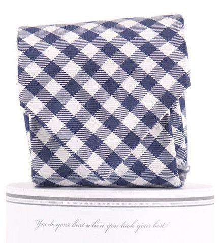 Collegiate Quad Neck Tie in Navy and White by Collared Greens - Country Club Prep