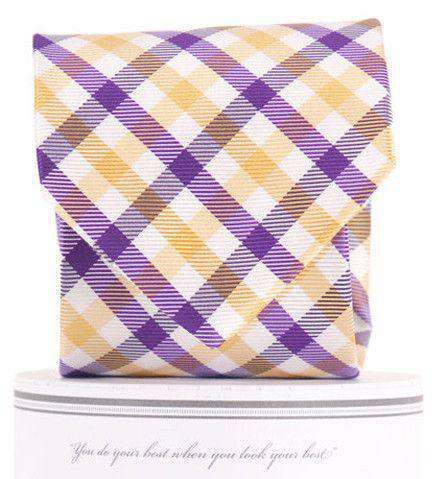 Collegiate Quad Neck Tie in Purple and Gold by Collared Greens - Country Club Prep