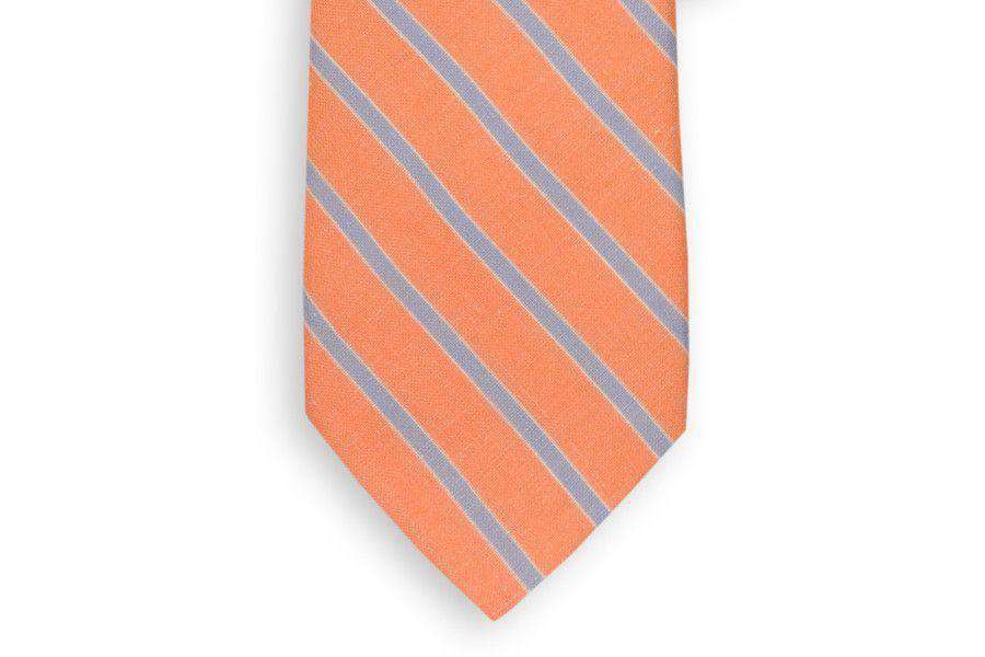 Coral and Blue Linen Necktie by High Cotton - Country Club Prep