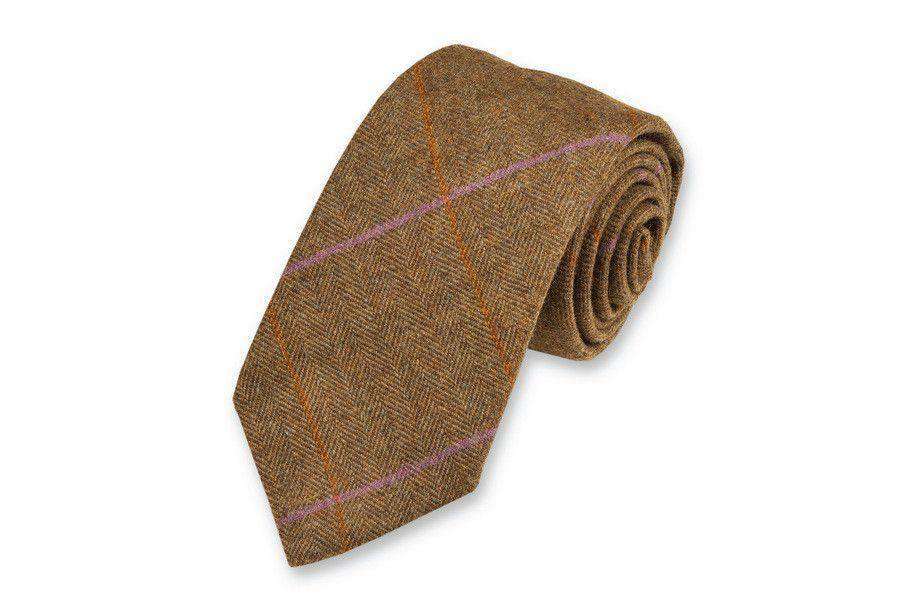 Crawford Herringbone Necktie in Brown by High Cotton - Country Club Prep