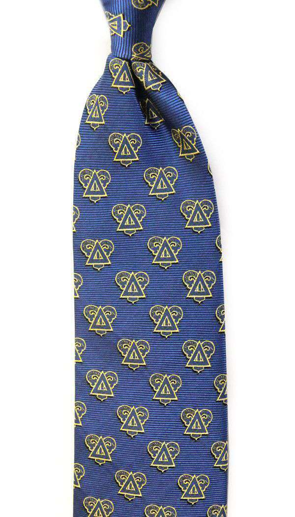 Delta Upsilon Neck Tie in Saphire Blue by Dogwood Black - Country Club Prep