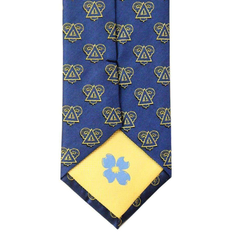 Delta Upsilon Neck Tie in Saphire Blue by Dogwood Black - Country Club Prep