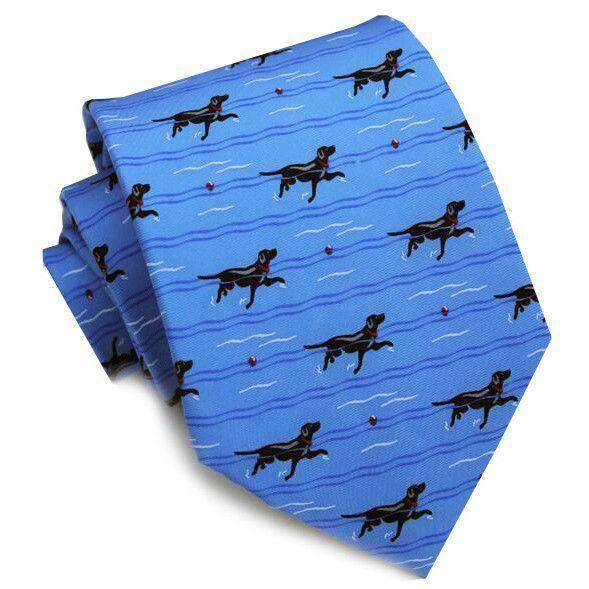 Doggy Paddle Neck Tie in Blue by Bird Dog Bay - Country Club Prep
