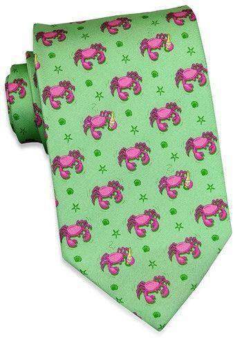 Drunken Crab Tie in Soft Green by Bird Dog Bay - Country Club Prep