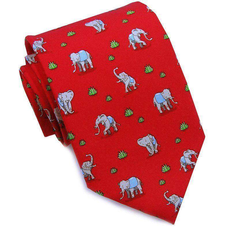 Elephant Club Neck Tie in Red by Bird Dog Bay - Country Club Prep